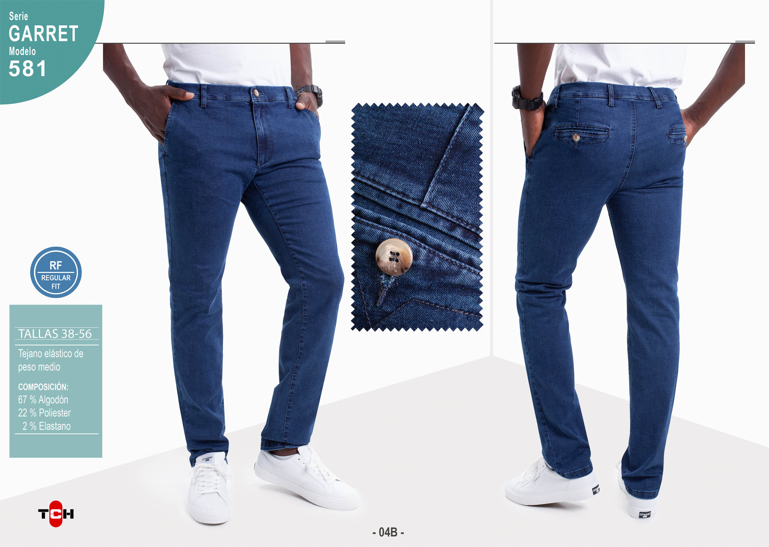 Pantalón TCH Sport tipo chino sin pinzas en tejido vaquero de Algodón con lycra REGULAR