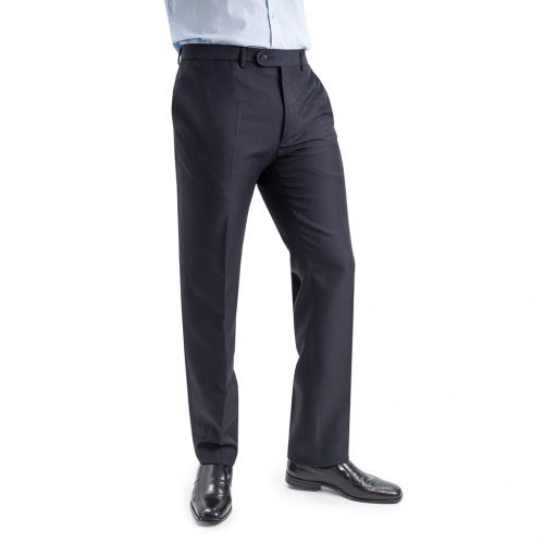 GRIS OSCURO - Pantalón TCH de vestir clásico en tejido de facil planchado de poliester, sin pinzas delanteras. Pantalón para hombre de estilo elegante clásico de vestir, con 2 bolsillos traseros de doble vivo. Disponible en 4 colores, muy cómodo y agradable de llevar todo el año. Línea Regular Fit.
