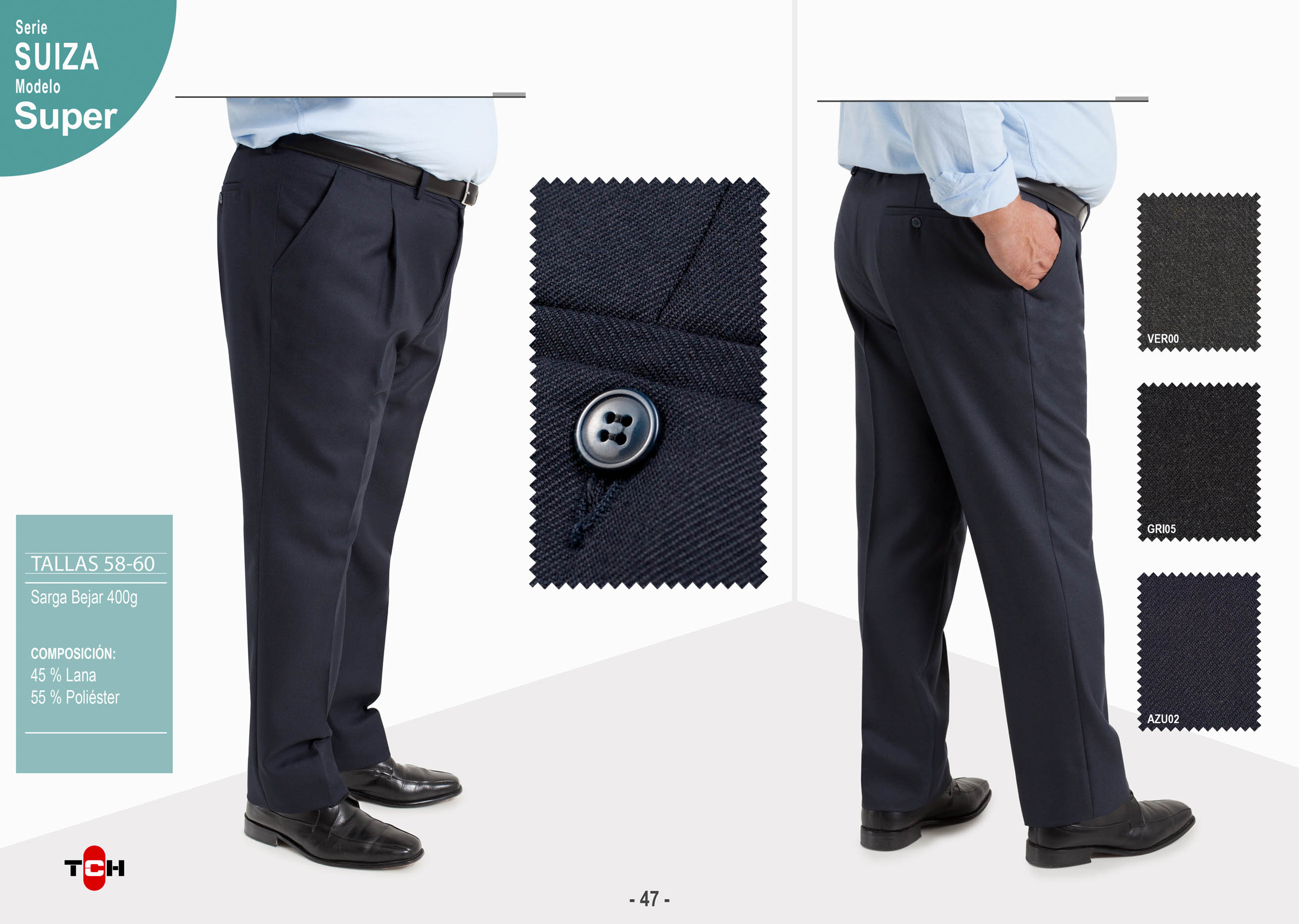 Comprar Pantalon invierno TCH Tallas grandes Vestir pinza fabricacion española