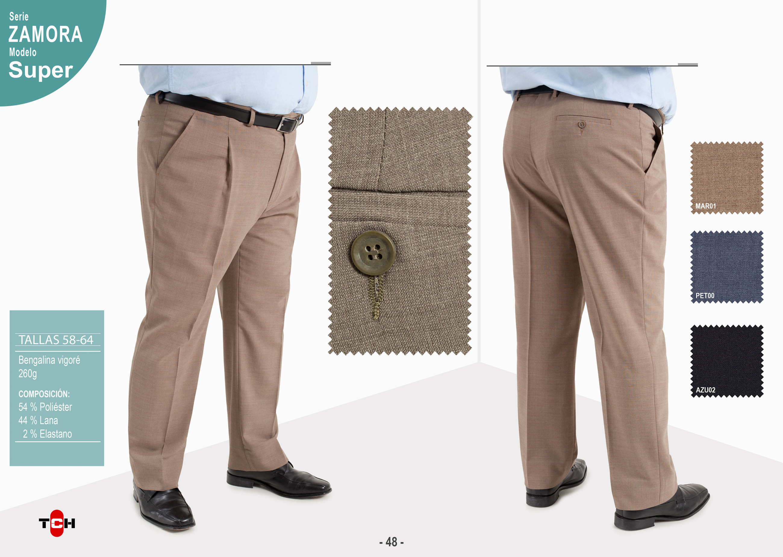 Comprar Pantalon TCH clásico 1 pinza, Fresco Rico Lana verano fabricado españa