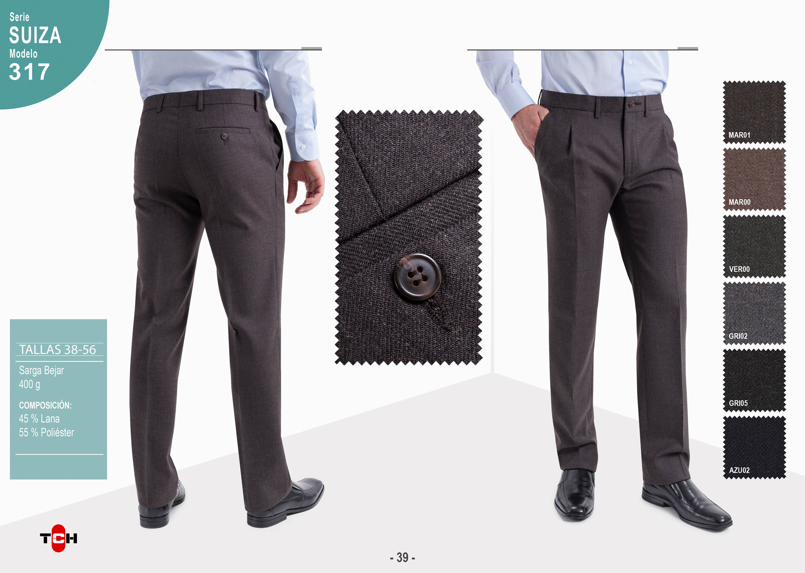 Comprar Pantalon TCH Vestir 1 pinza Invierno Poliester Lana. Fabricado España