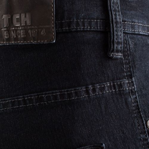 Color negro - Pantalón vaquero para hombre Jeans 5 bolsillos de vaquero negro de algodón, poliester con lycra e hilo a contraste