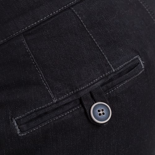 denim negro - Pantalón de Sport tipo chino elástico sin pinzas fabricado en tejido vaquero negro de Algodón y Poliester con lycra de línea Regular Fit